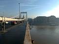 View of our hotel as we cross the bridge